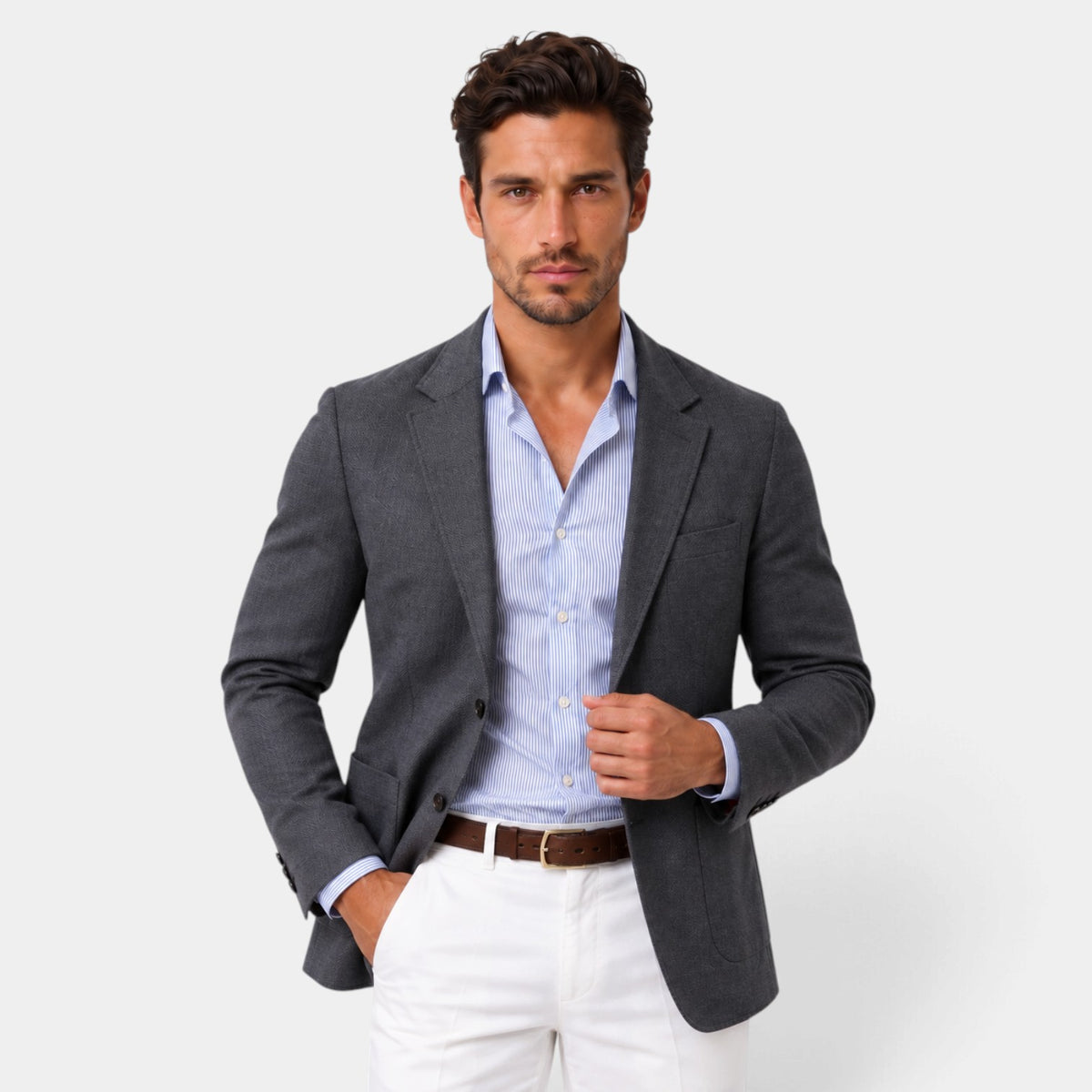 Blazer de Punto Flexible para Hombre Estilo Smart Casual