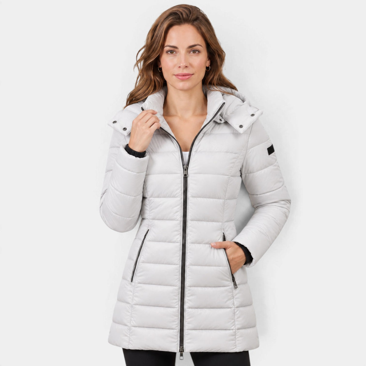 Women's Hooded Midi Puffer Coat