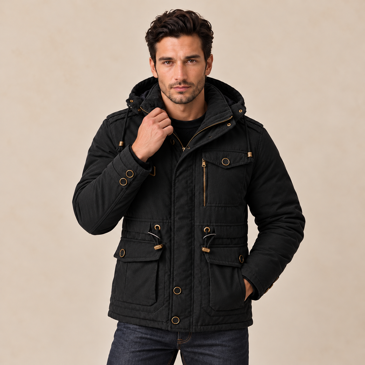 Men's Hooded Winter Utility Jacket - Warm Field Coat