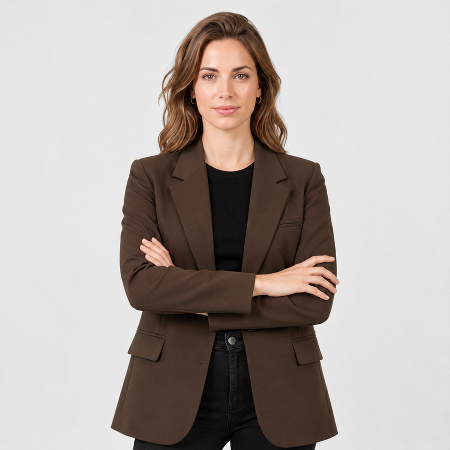 Blazer Entallado Marrón para Mujer, Casual o de Oficina