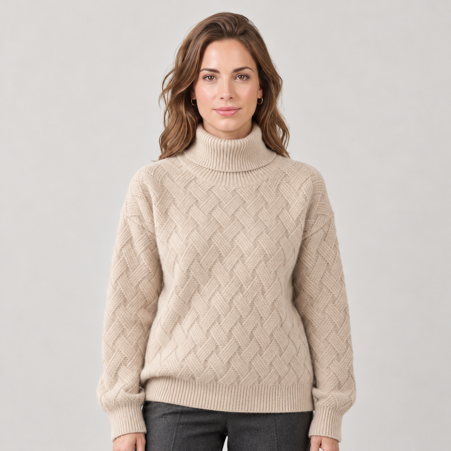 Women's Textured Turtleneck Sweater - Knit Pullover