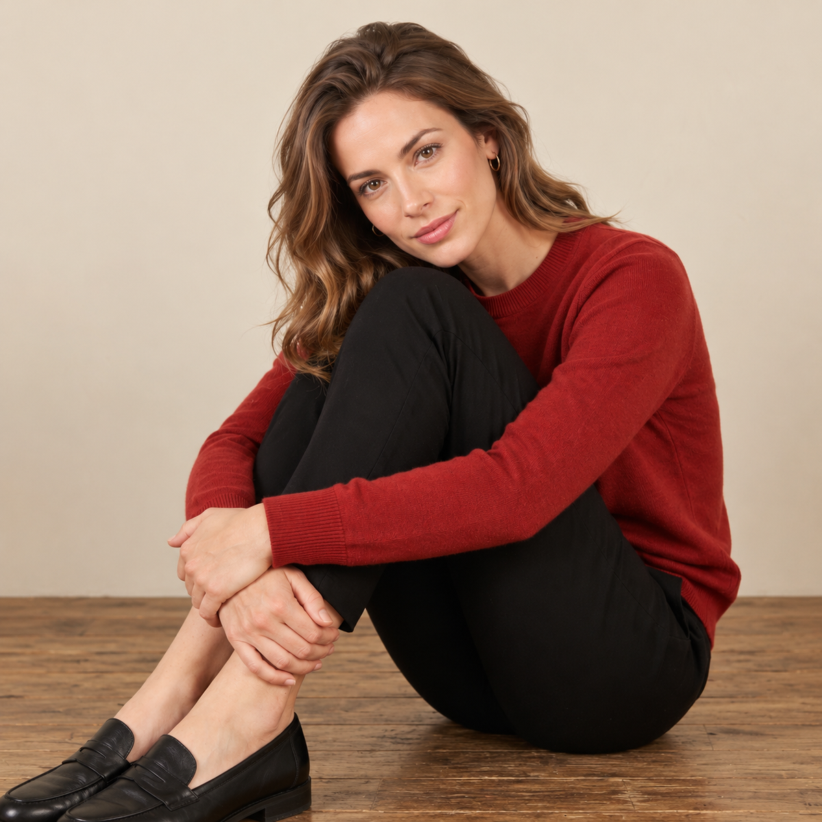 Jersey de Cuello Redondo de Cashmere Puro para Mujer