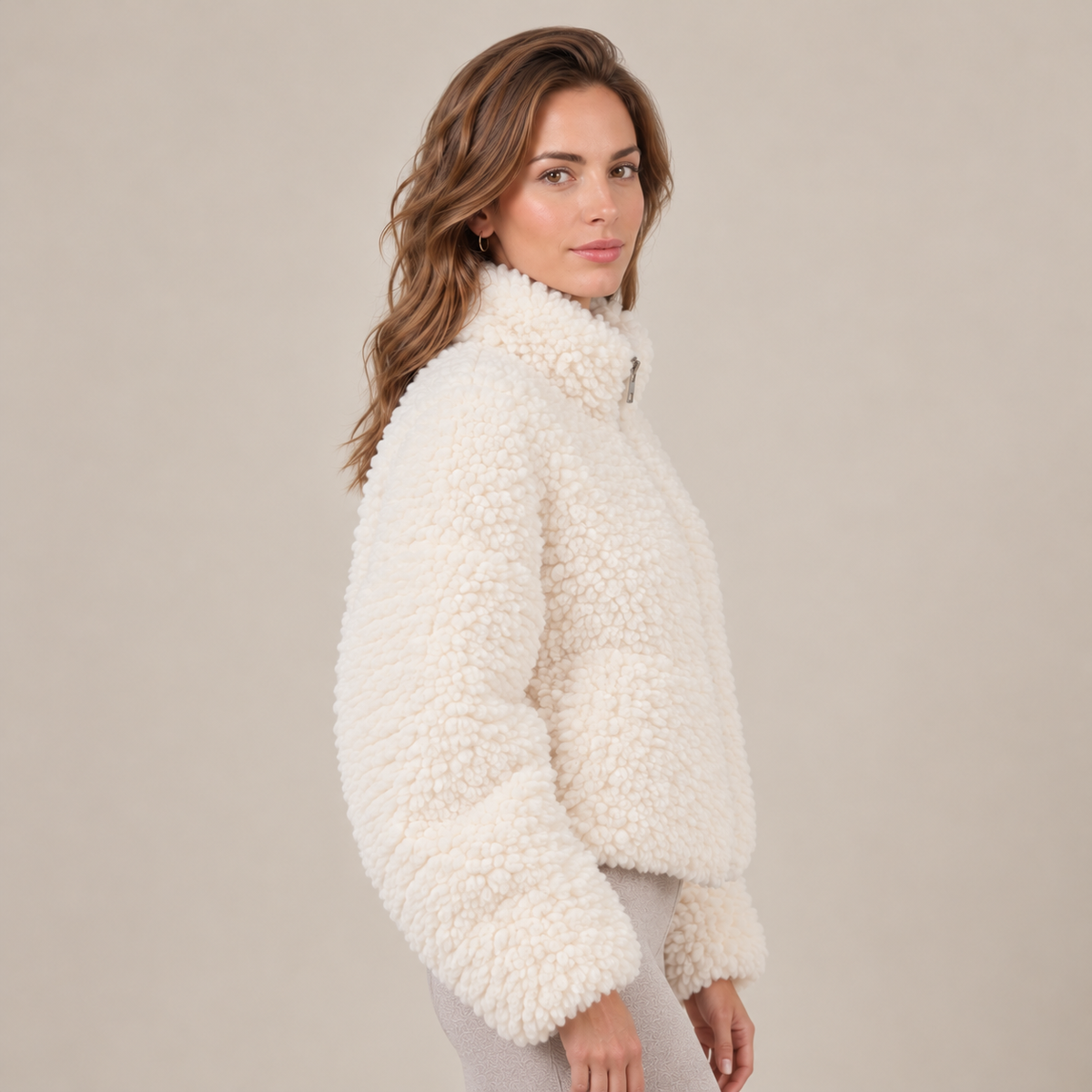 Chaqueta Mujer de Borreguito con Cremallera