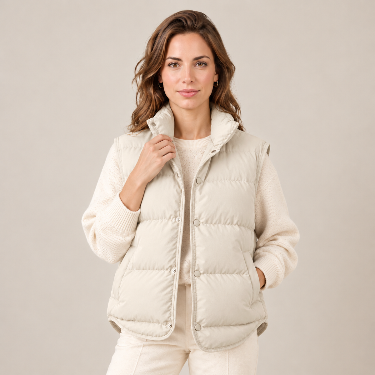 Women's Quilted Puffer Vest - Sleeveless Zip-Up Gilet
