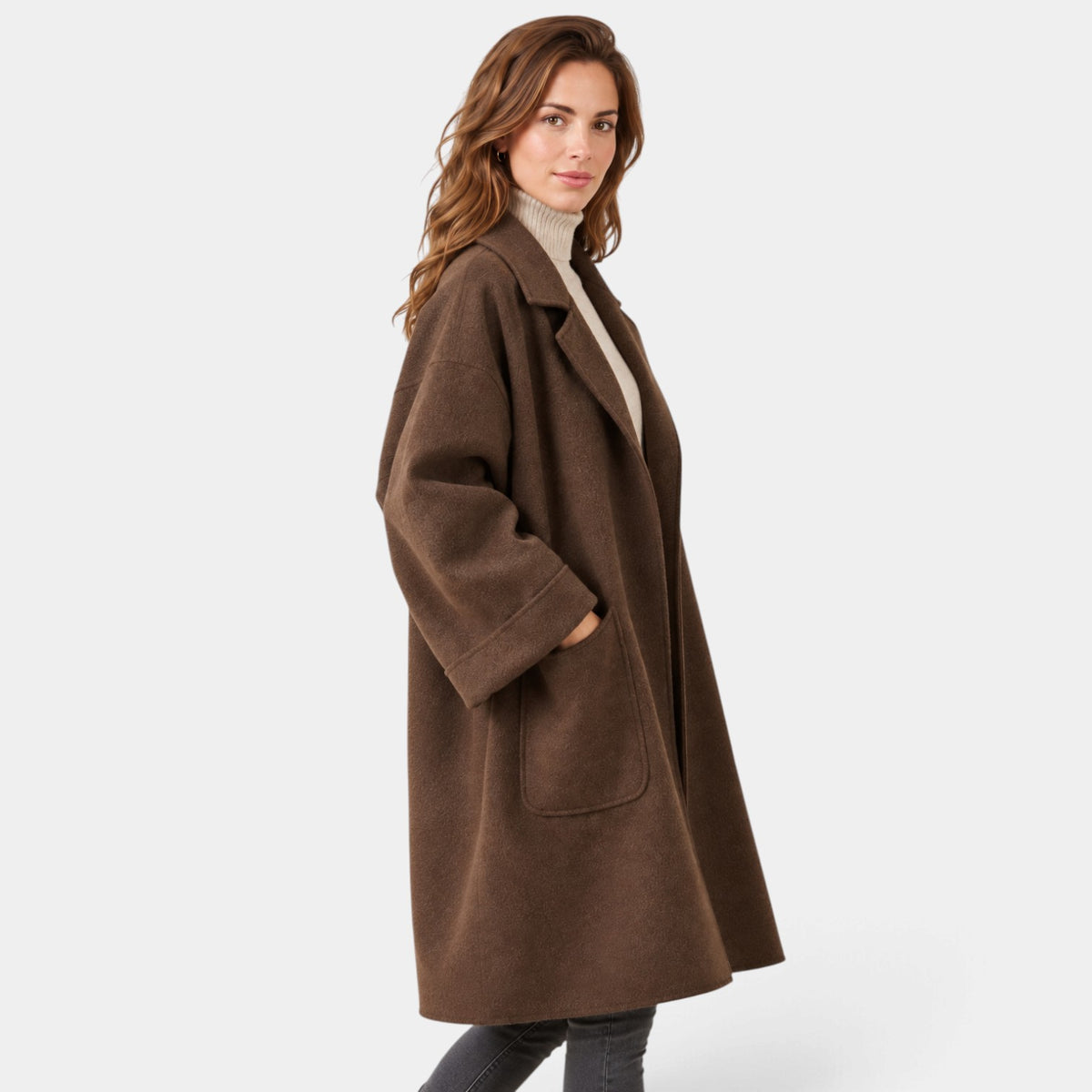 Abrigo Largo de Lana Suave para Mujer