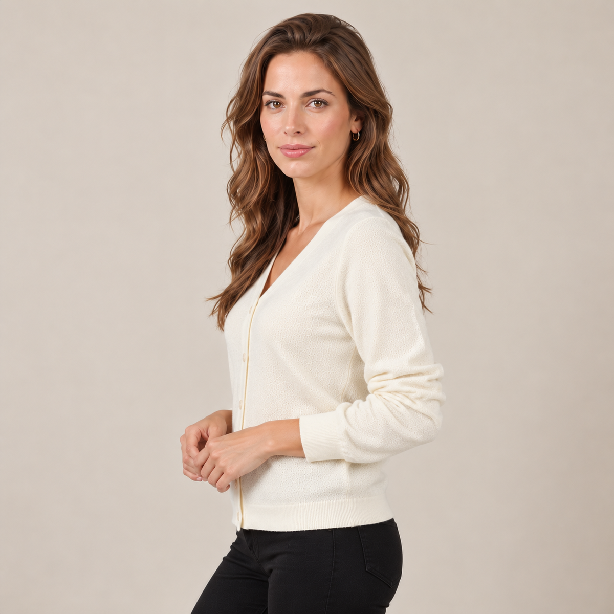 Women's Pure Wool V-Neck Cardigan Sweater