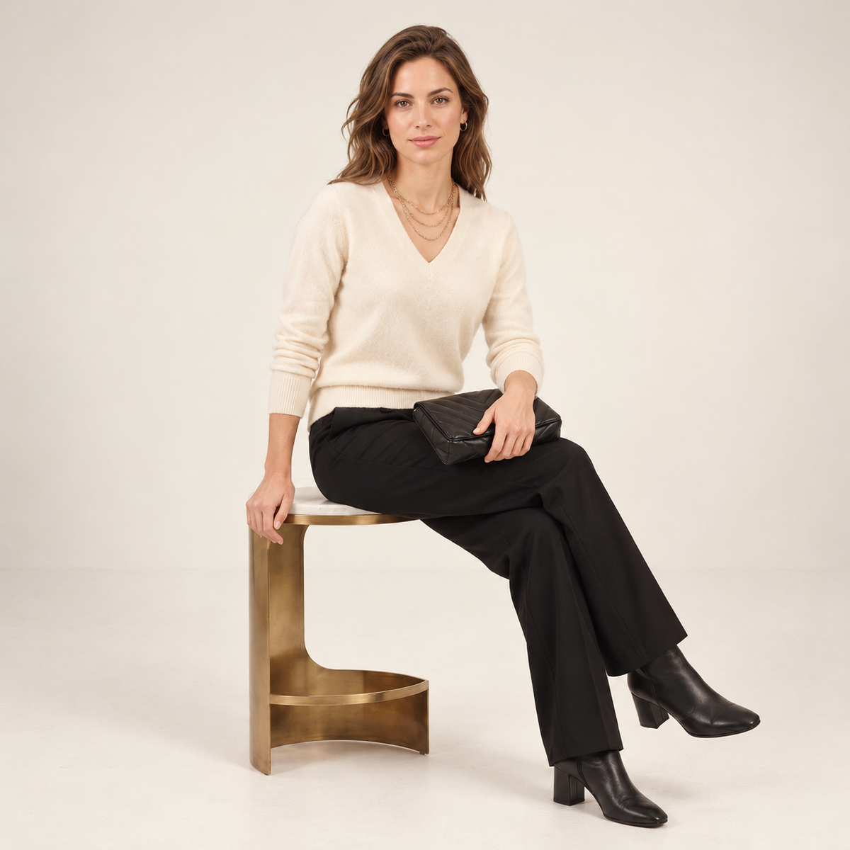 Jersey de Cashmere Mujer con Cuello Pico