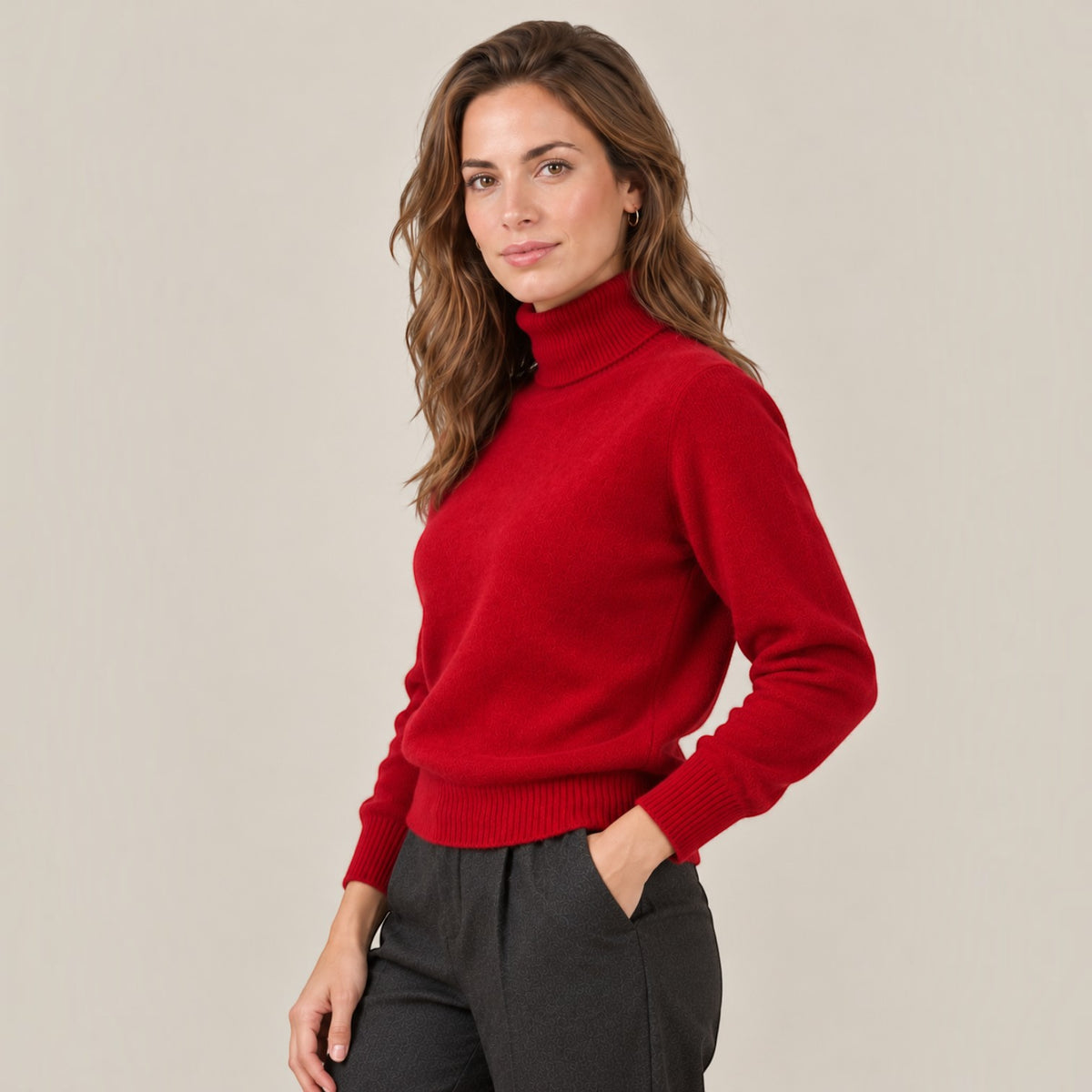 Women's Cashmere Turtleneck Knit Sweater - Lightweight Pullover
