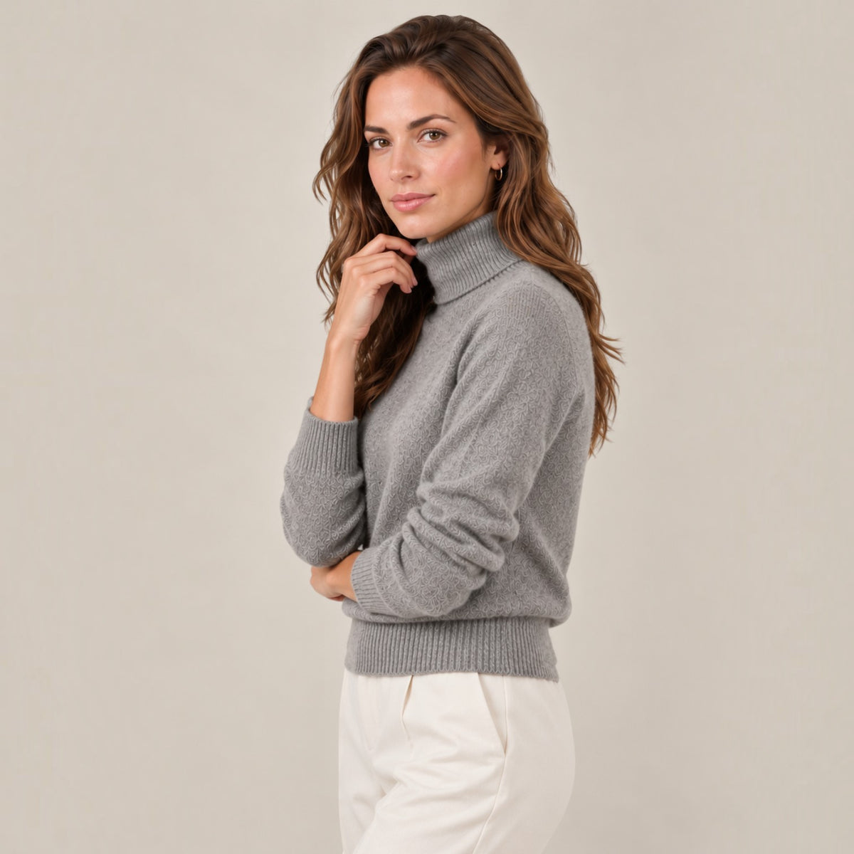 Women's Cashmere Turtleneck Knit Sweater - Lightweight Pullover