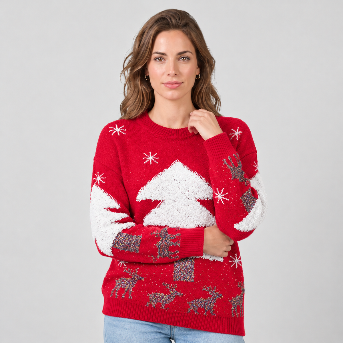 Women's Christmas Knit Sweater - Warm Festive Holiday Design