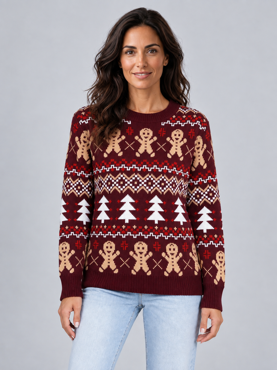 Women's Fair Isle Gingerbread Christmas Sweater