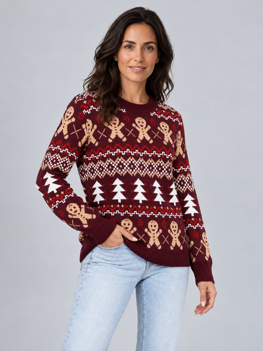 Women's Fair Isle Gingerbread Christmas Sweater