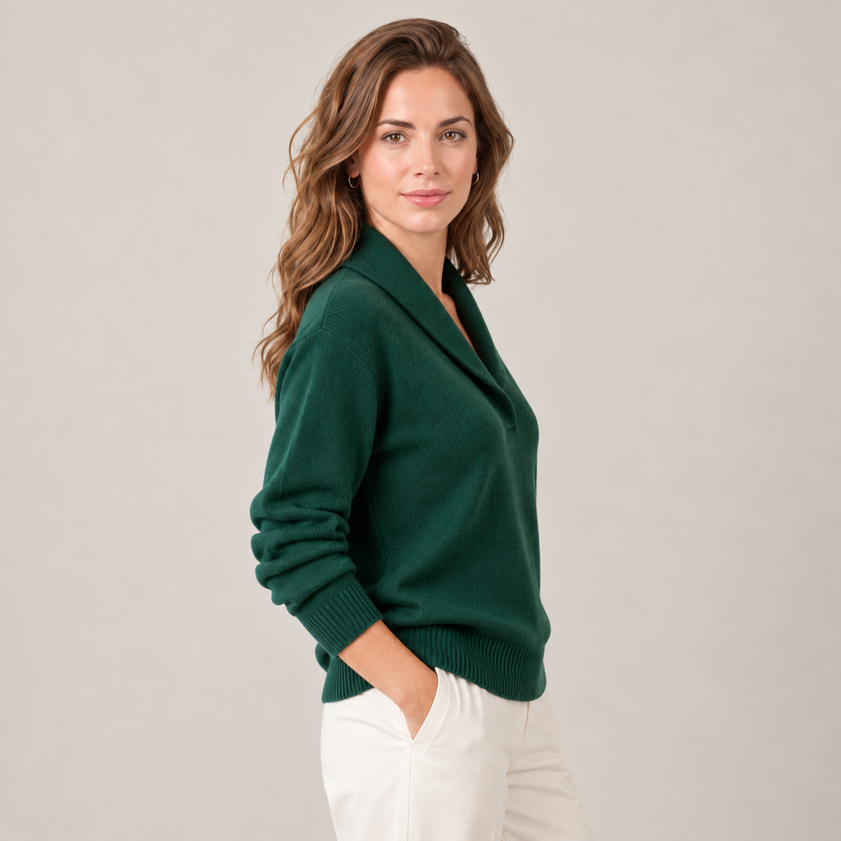 Women's Soft Shawl Collar Sweater - Long Sleeve