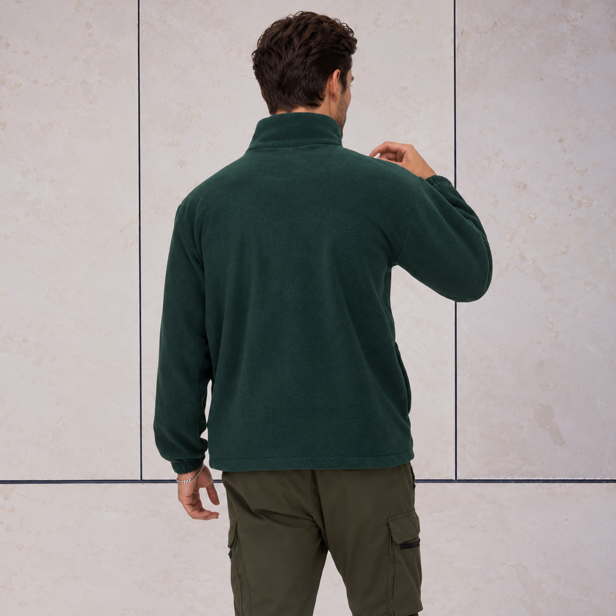 Men's Fleece-Lined Half-Zip Sweater - Quarter-Zip Pullover