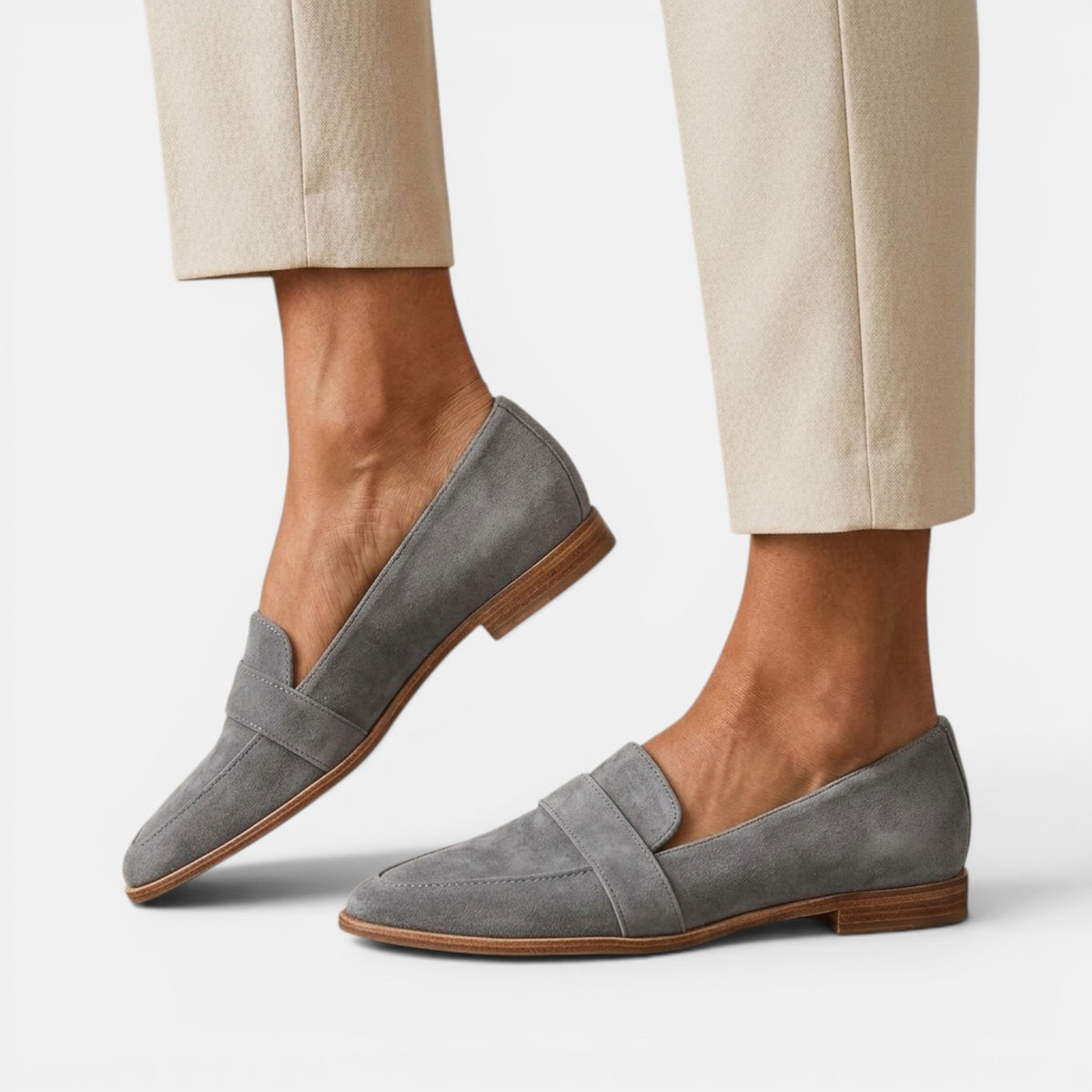 Women's Suede Orthopedic Loafers - Cushioned Insole, Slip-On
