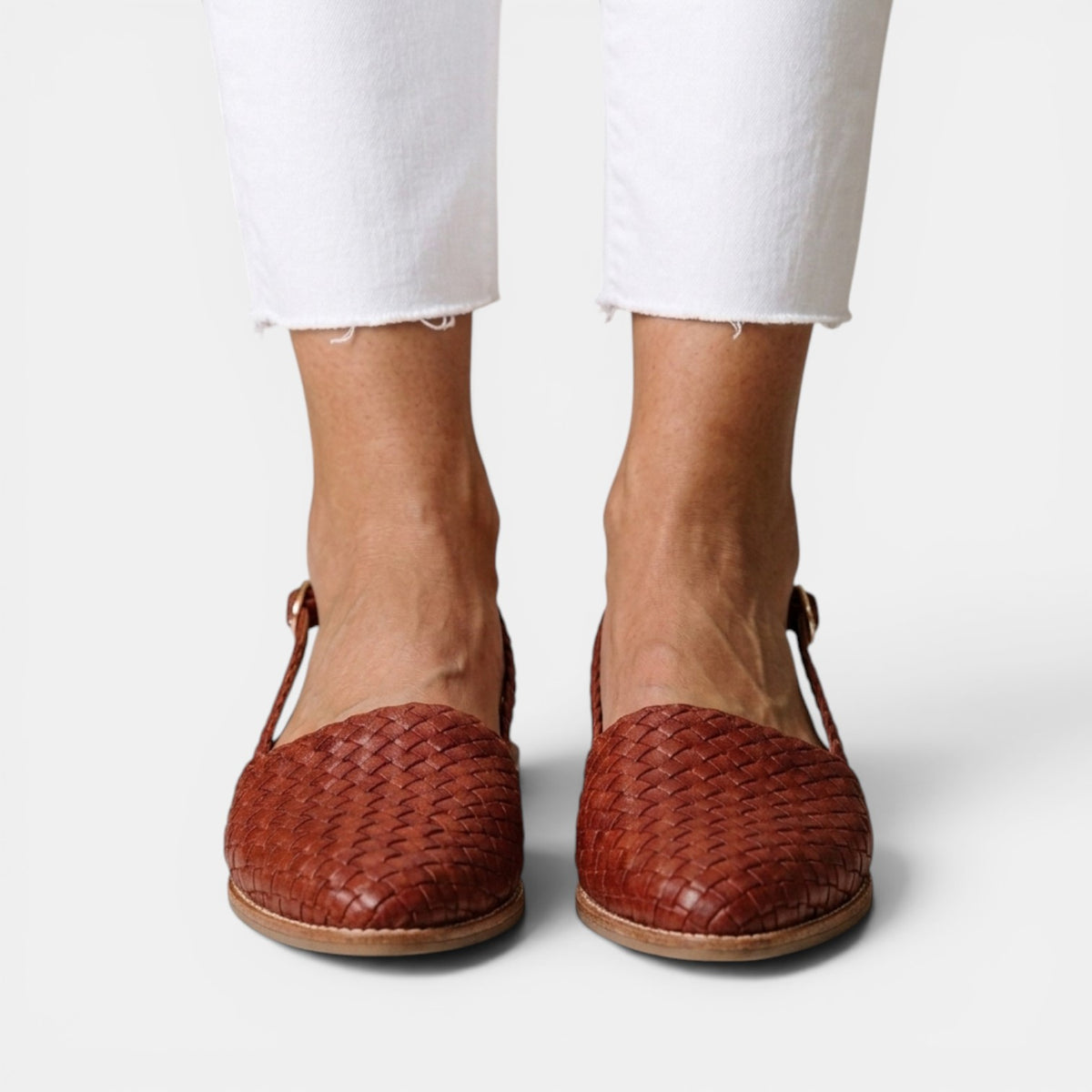 Women's Braided Flat Sandals - Closed Toe, Adjustable Buckle