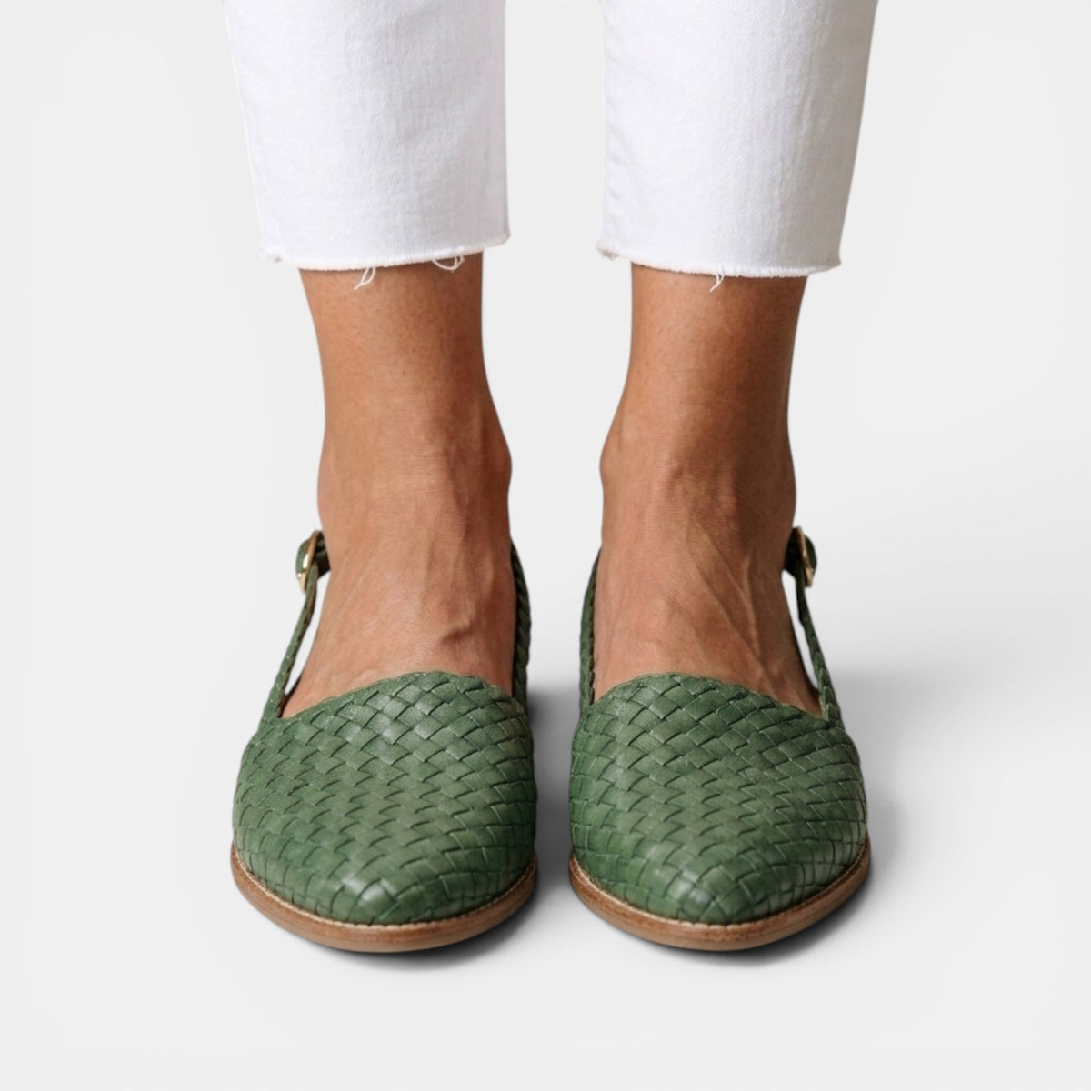 Women's Braided Flat Sandals - Closed Toe, Adjustable Buckle