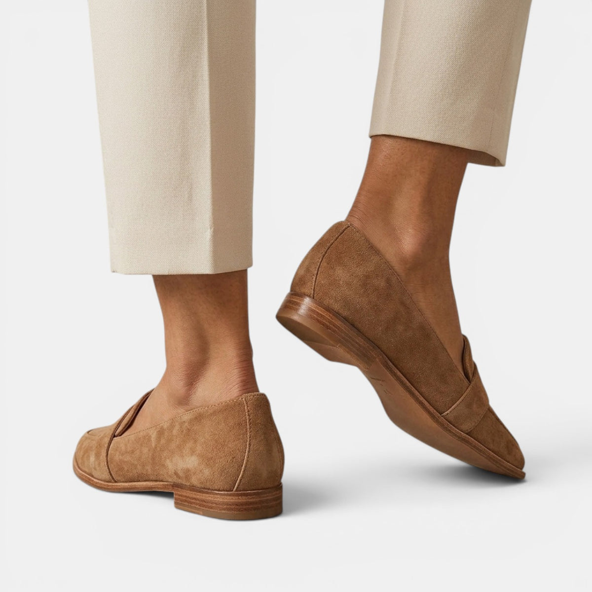 Women's Suede Orthopedic Loafers - Cushioned Insole, Slip-On