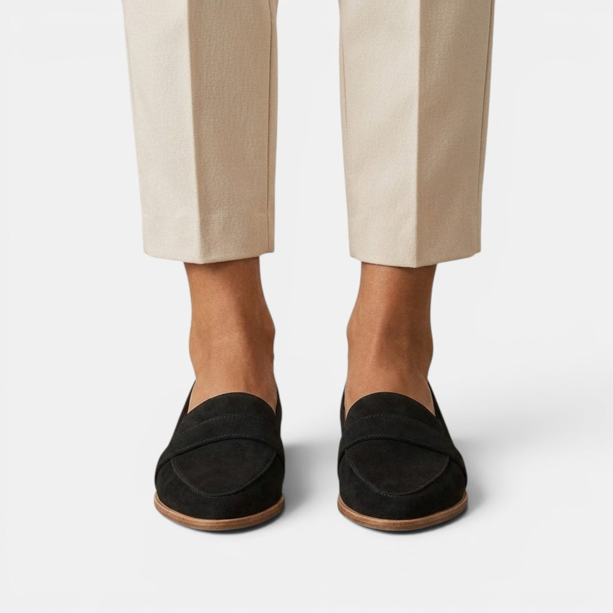 Women's Suede Orthopedic Loafers - Cushioned Insole, Slip-On