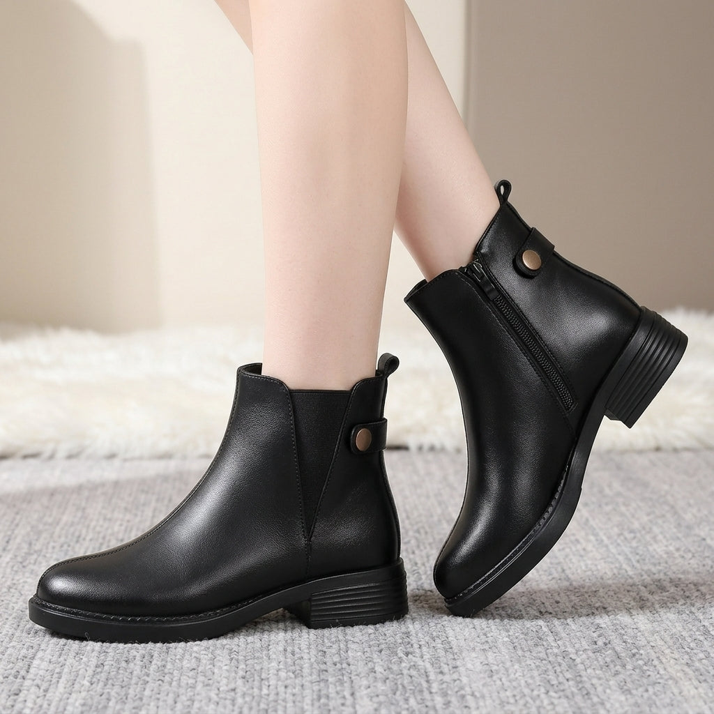 Women's Warm Lined Block Heel Boots - Winter Boots