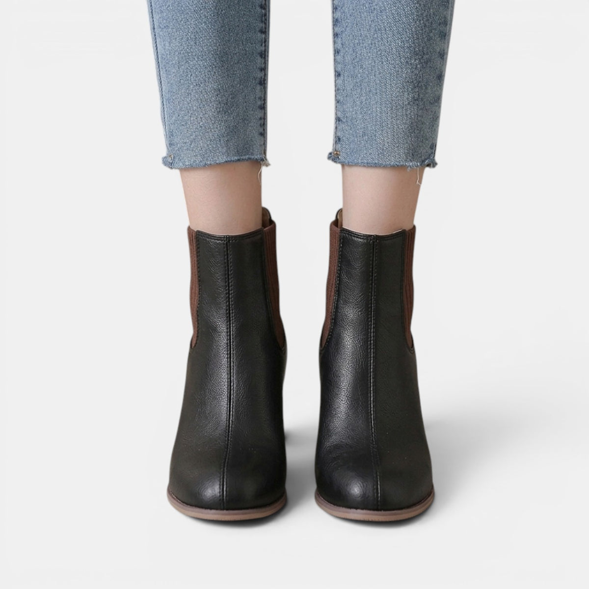 Women's Stretch Heeled Ankle Boots - Sock Fit