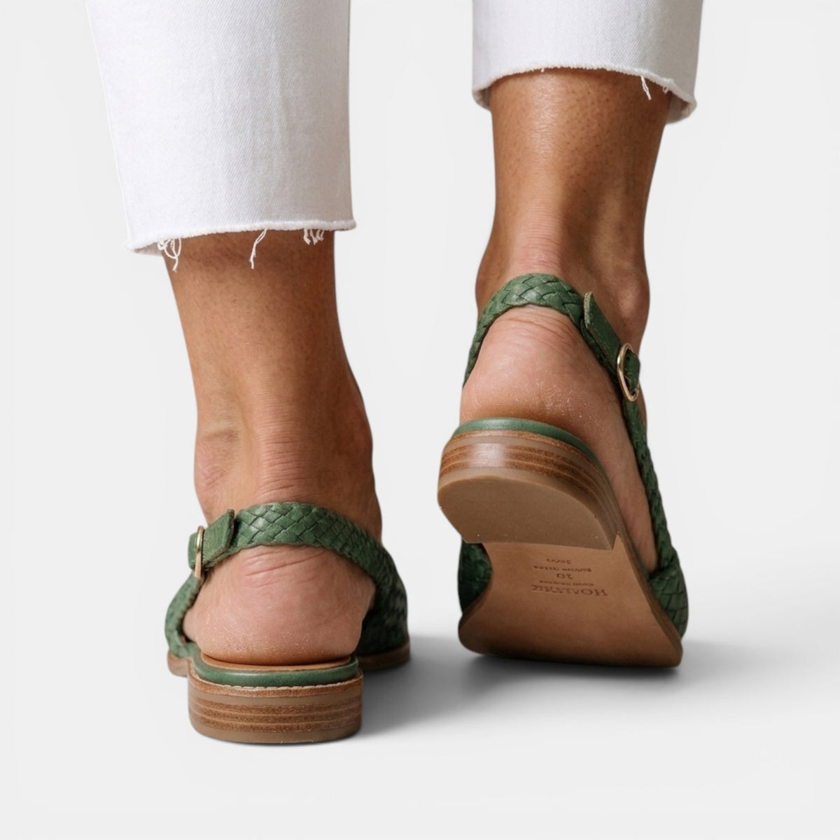 Women's Braided Flat Sandals - Closed Toe, Adjustable Buckle