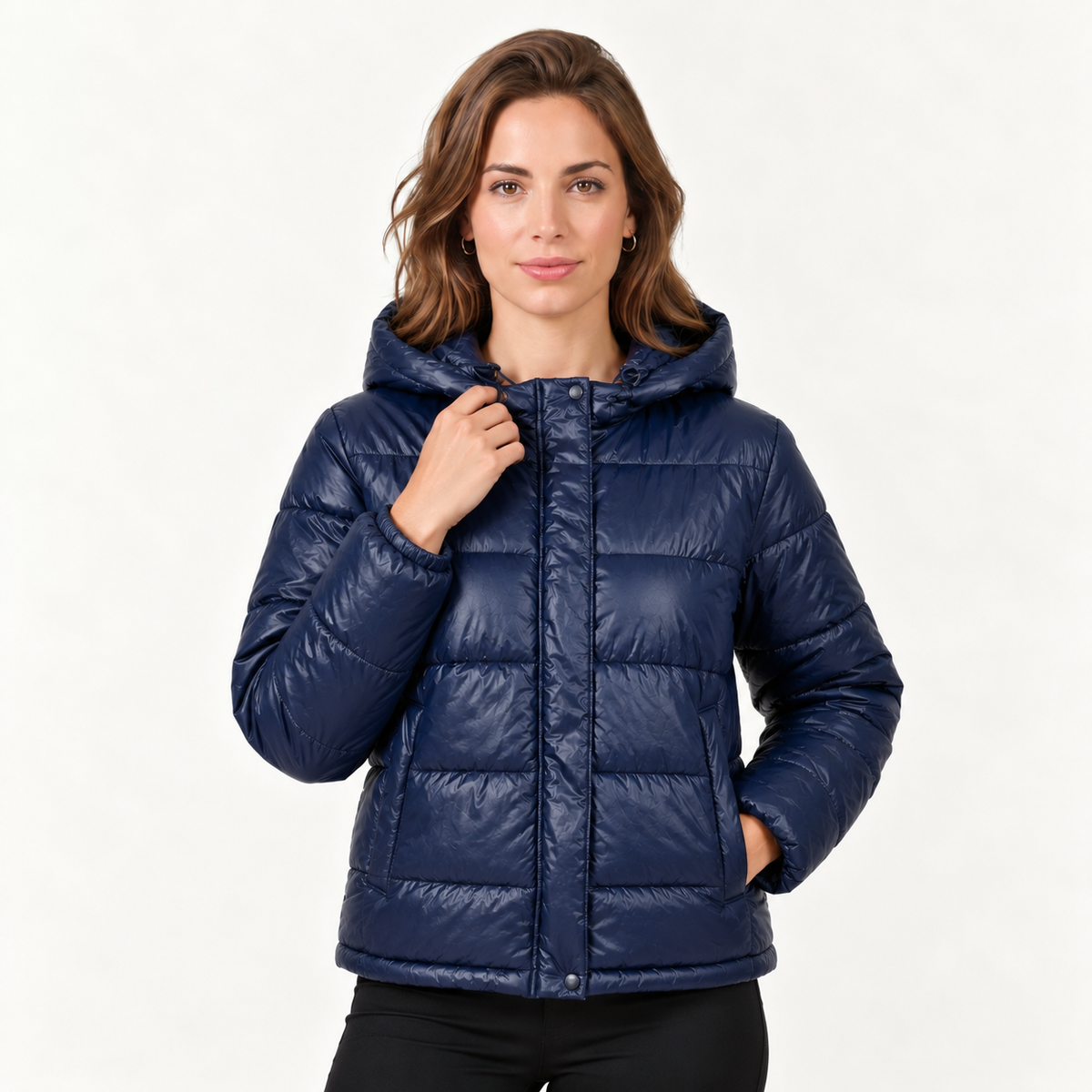 Chaqueta Acolchada Mujer con Capucha y Bolsillos