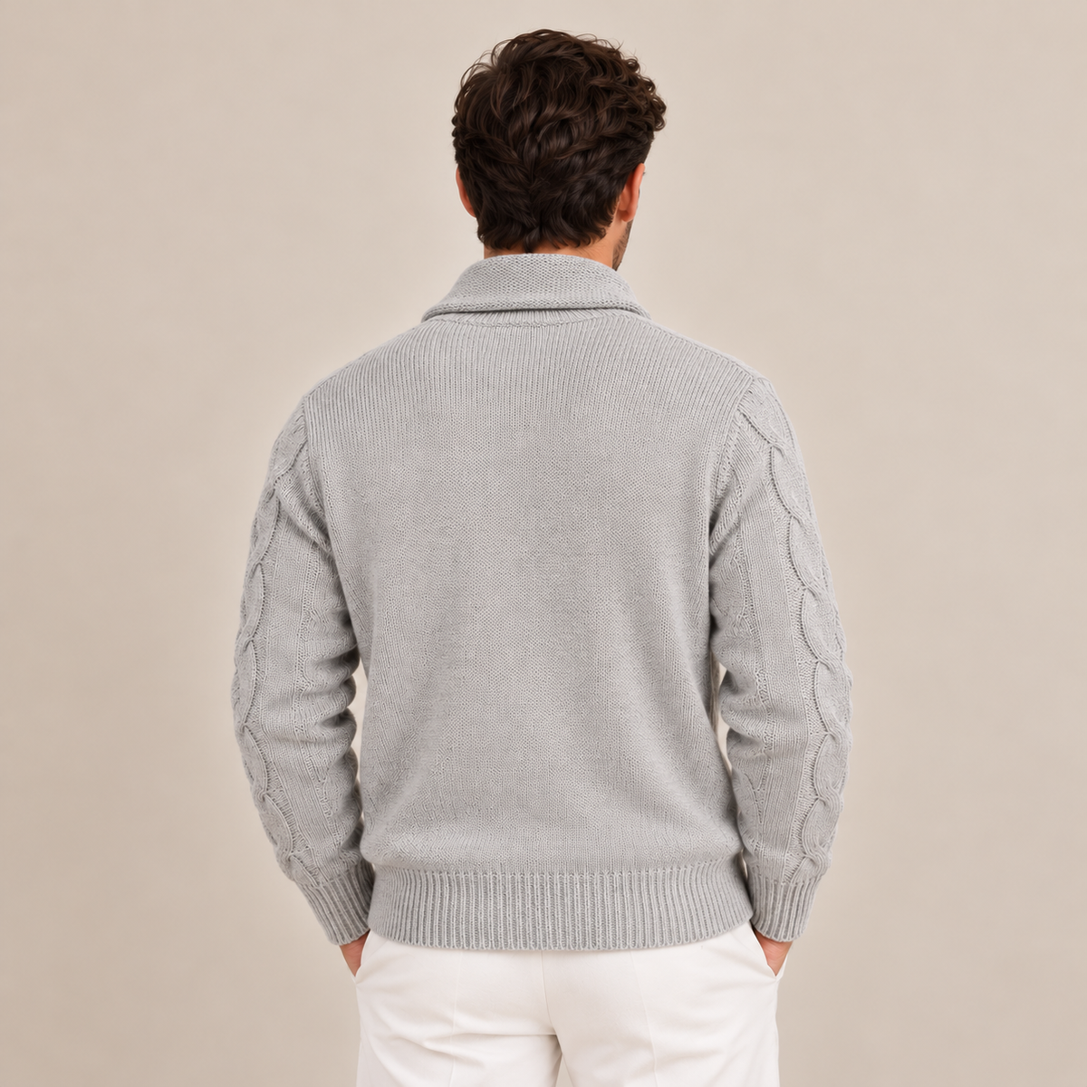 Men's Cable Knit Button-Up Cardigan Sweater