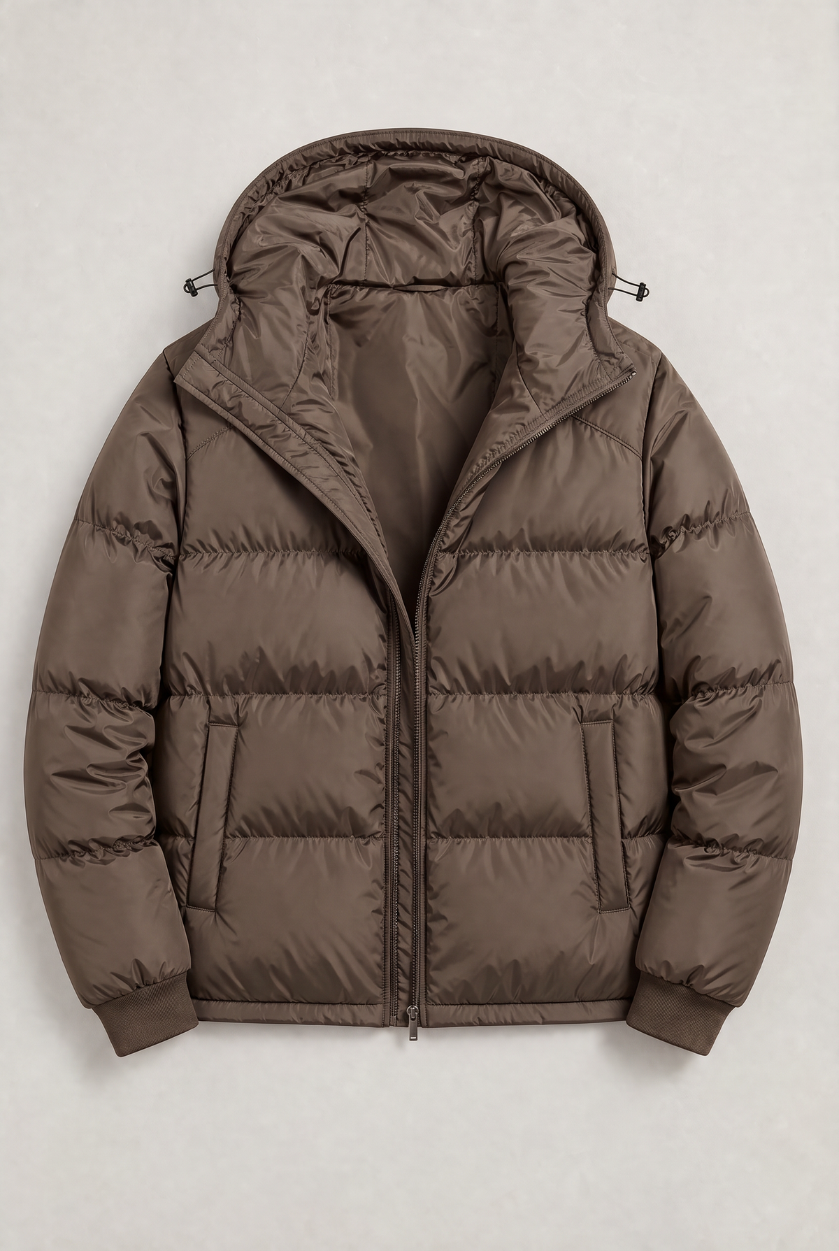Chaqueta Acolchada con Capucha para Hombre, Cierre de Cremallera