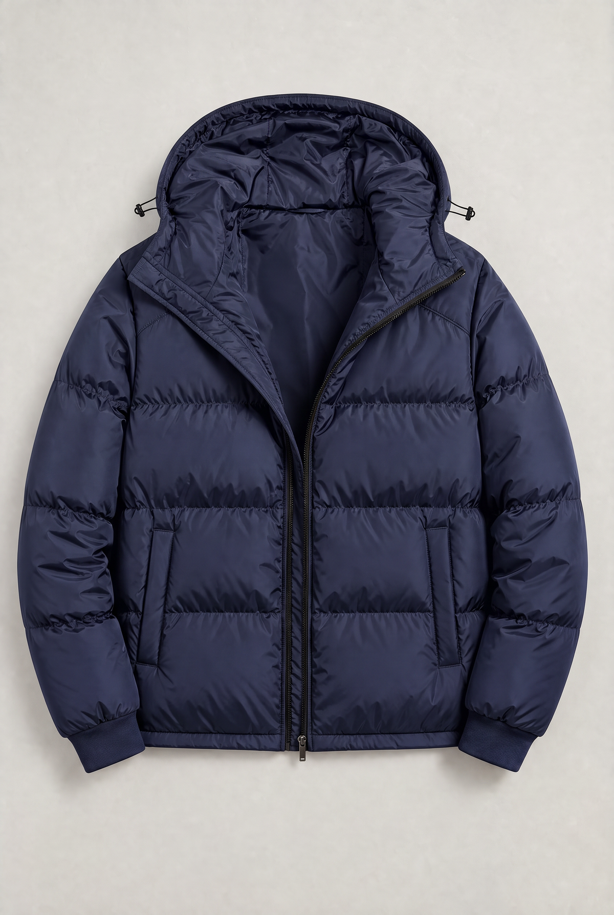 Chaqueta Acolchada con Capucha para Hombre, Cierre de Cremallera