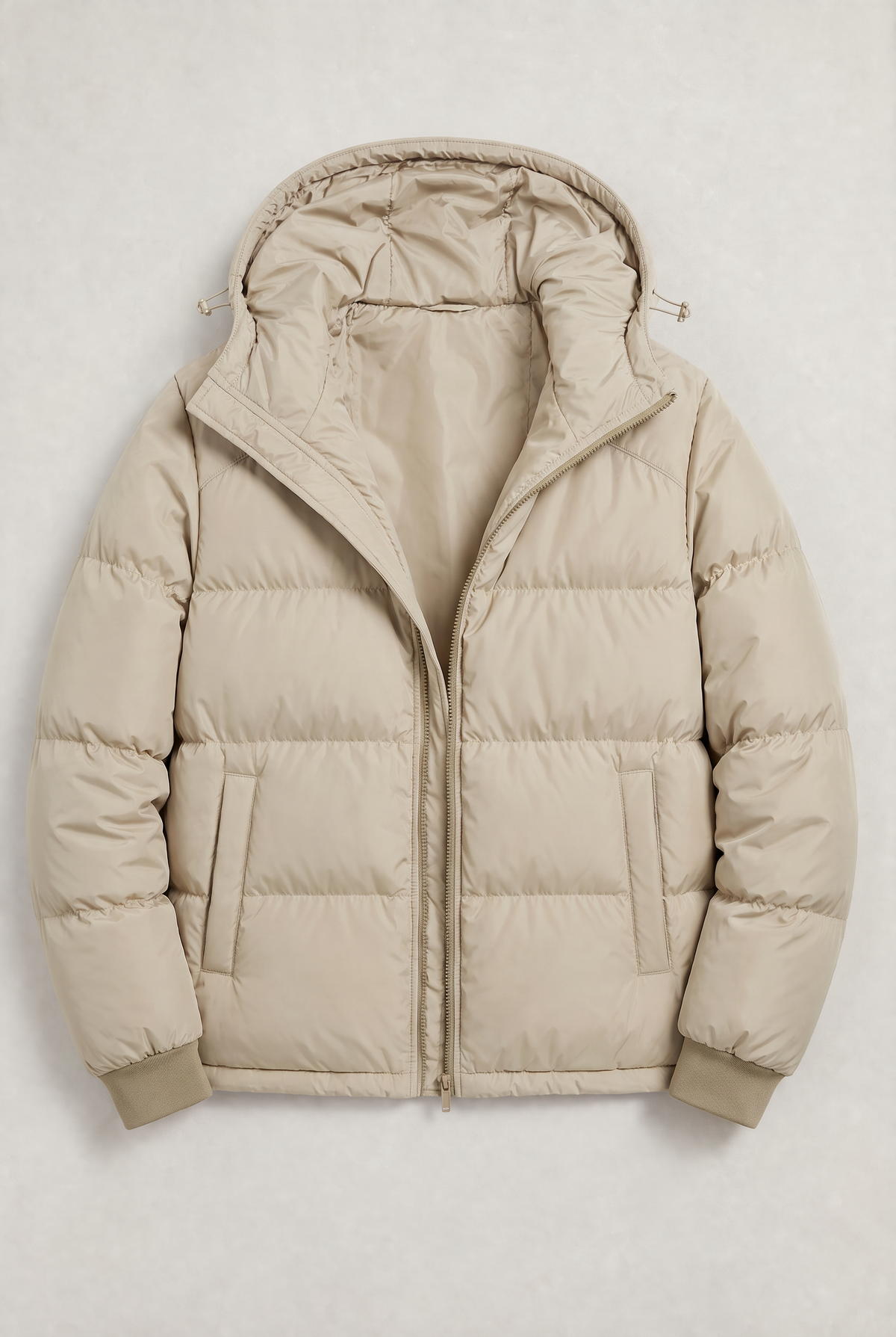 Chaqueta Acolchada con Capucha para Hombre, Cierre de Cremallera