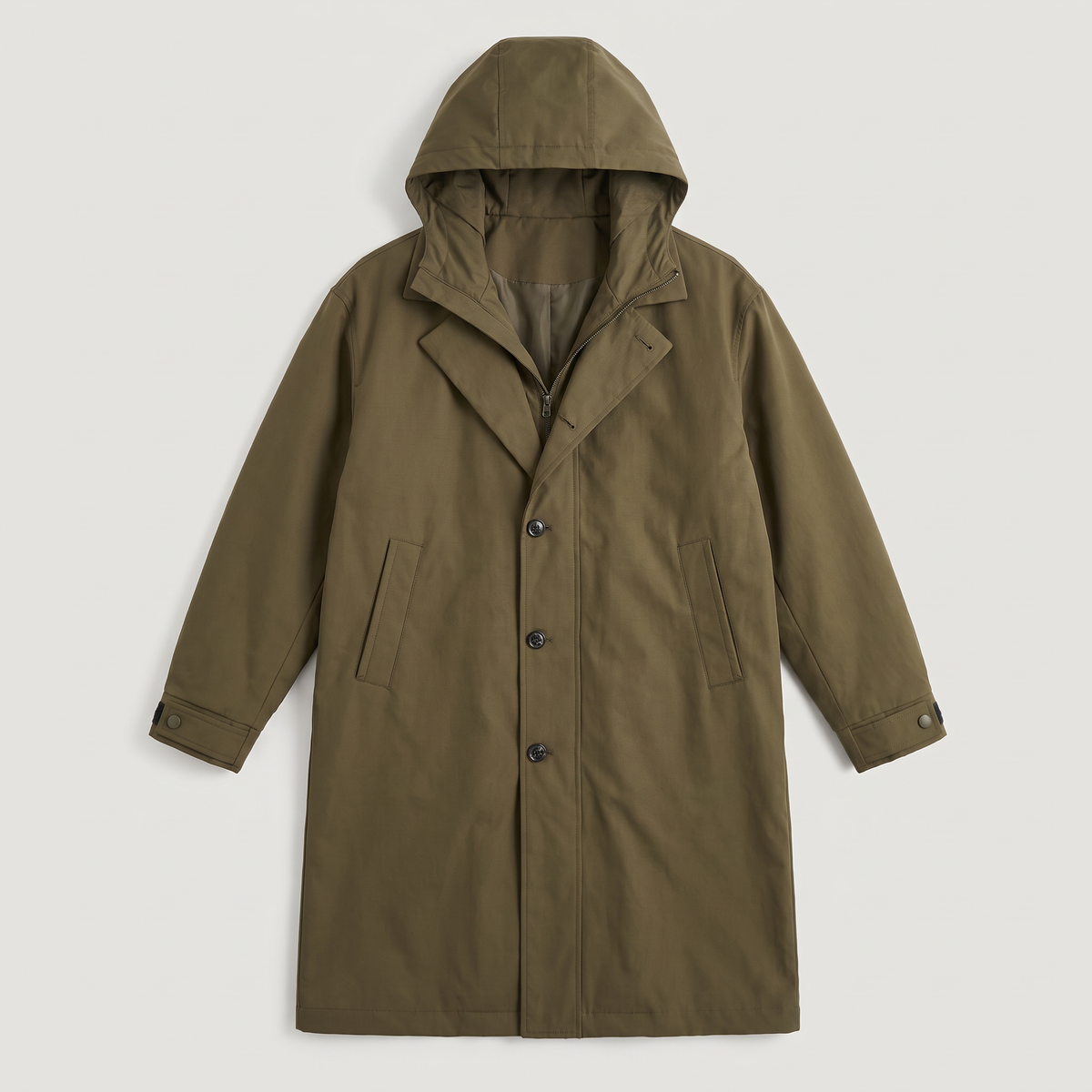 Men's Long Waterproof Hooded Parka - Full-Length Rain Coat