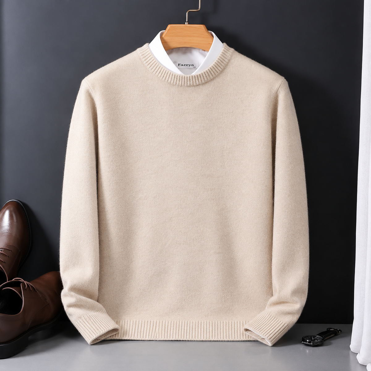 Men's Cashmere Crew Neck Sweater - Classic Pullover