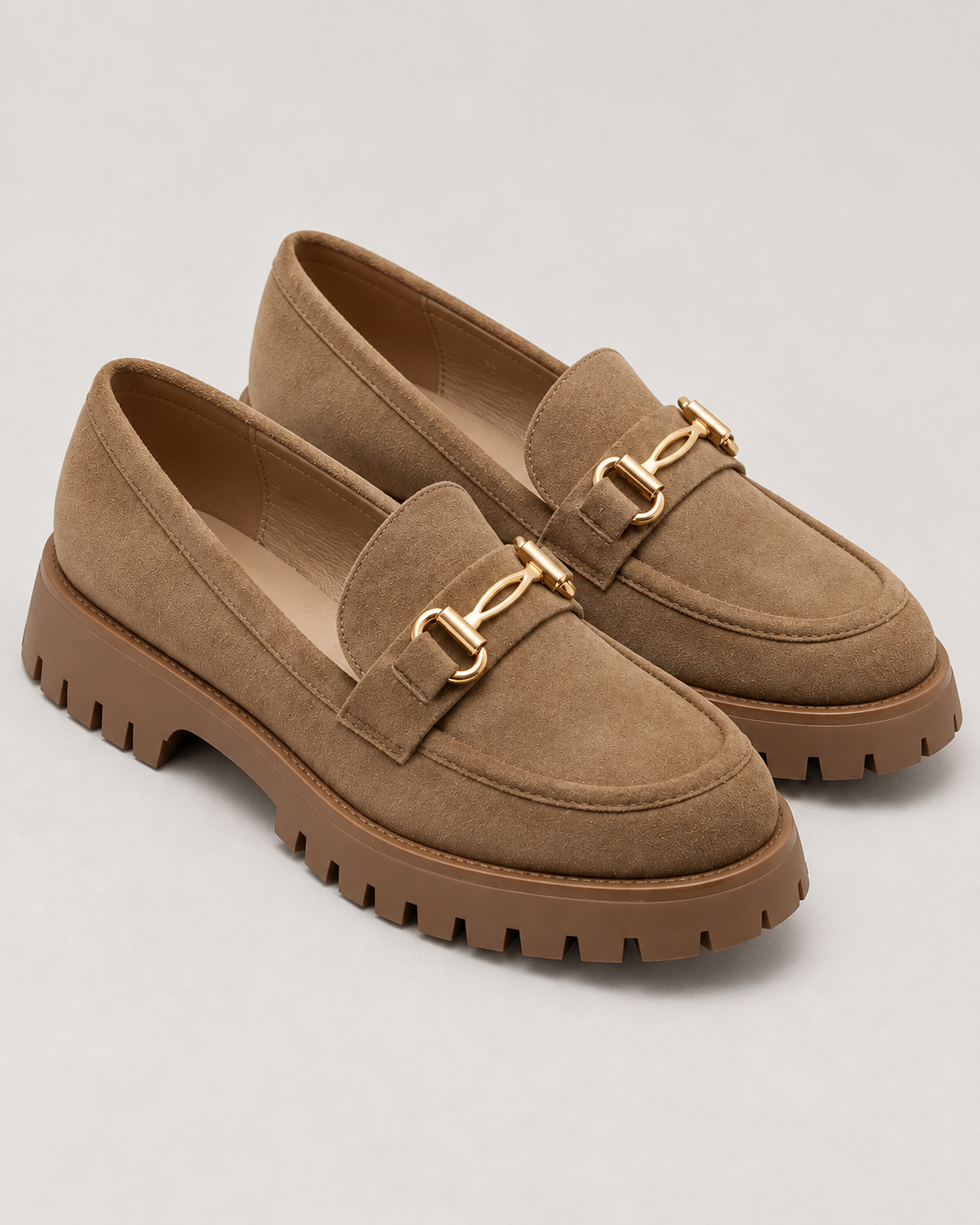 Women's Chunky Sole Loafers - Lug Sole Slip-On Shoes