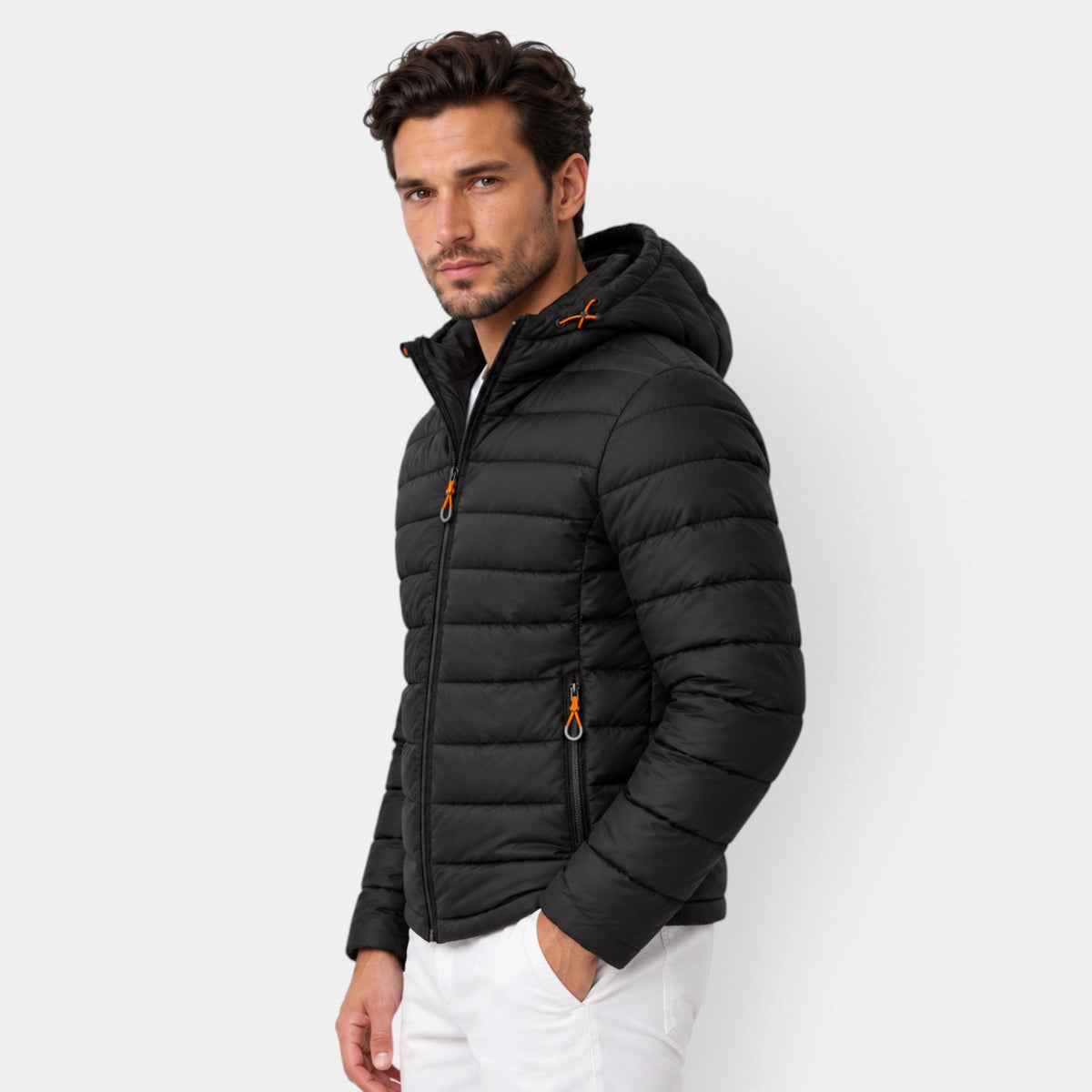 Chaqueta Acolchada con Capucha para Hombre Cremallera Completa