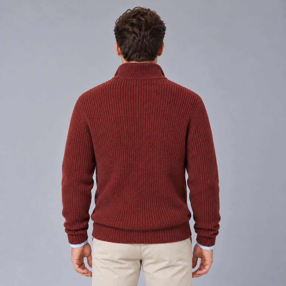 Men's 100% Cashmere Half-Zip Sweater - Mock Neck Pullover