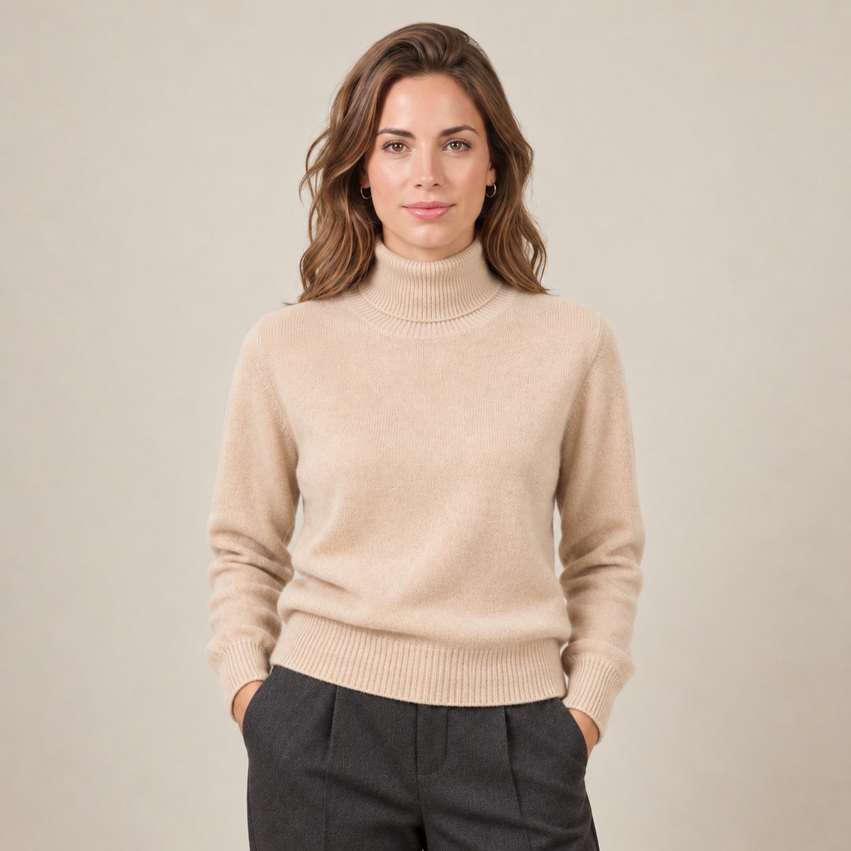Women's Cashmere Turtleneck Knit Sweater - Lightweight Pullover