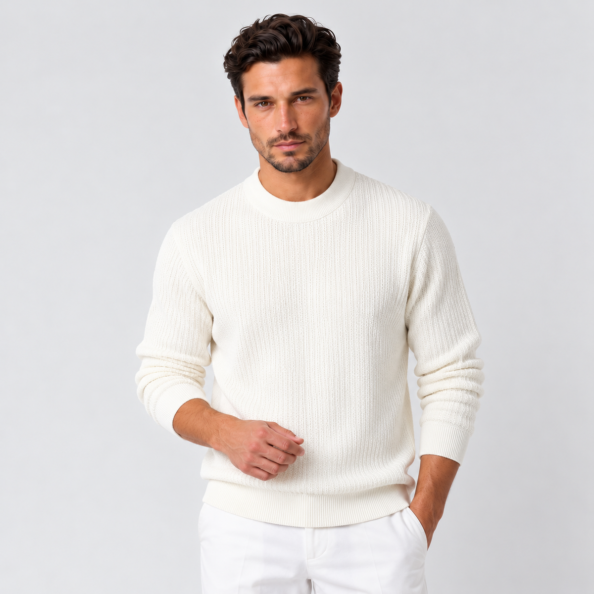 Men's Plush-Lined Winter Sweater - Warm Fleece-Lined Pullover