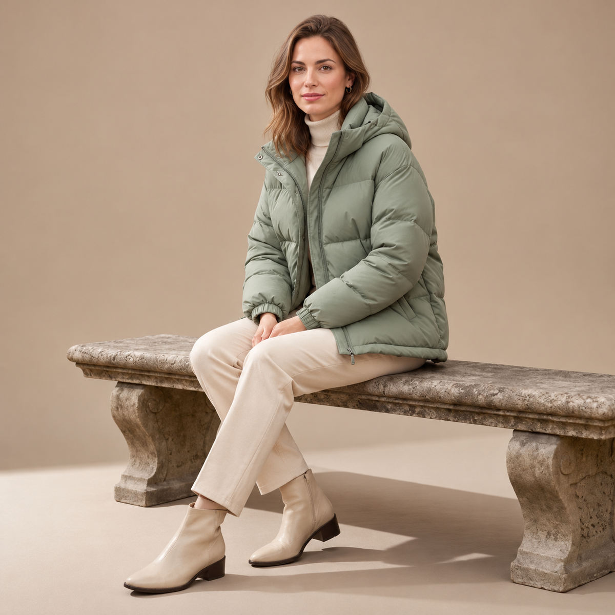 Women's Oversized Hooded Puffer Jacket - Loose Fit Quilted Coat