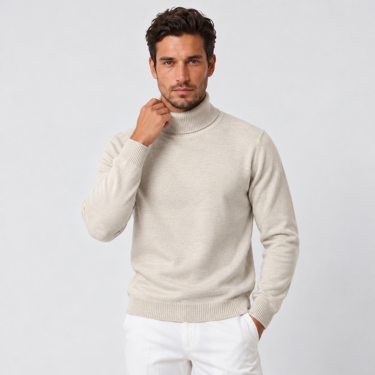 Men's Slim Fit Turtleneck Sweater - Fitted Knit Pullover