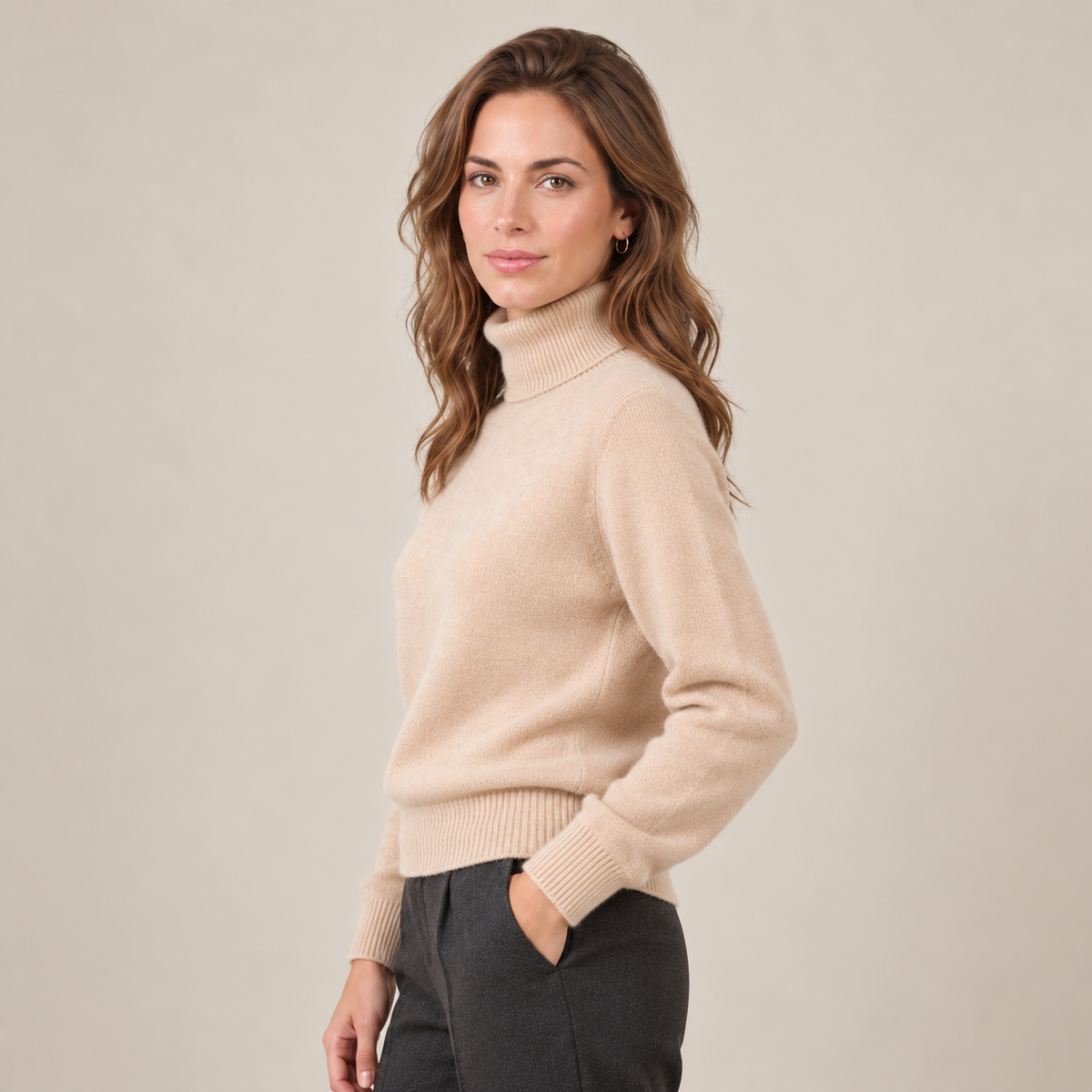 Women's Cashmere Turtleneck Knit Sweater - Lightweight Pullover