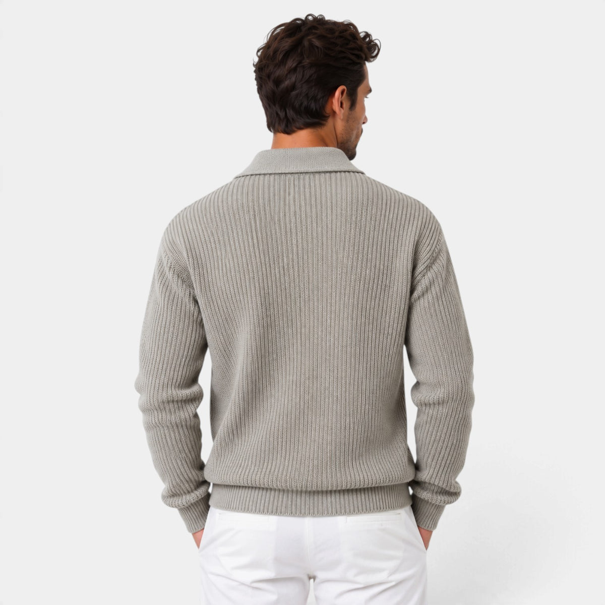 Jersey Cremallera Hombre de Punto Acanalado