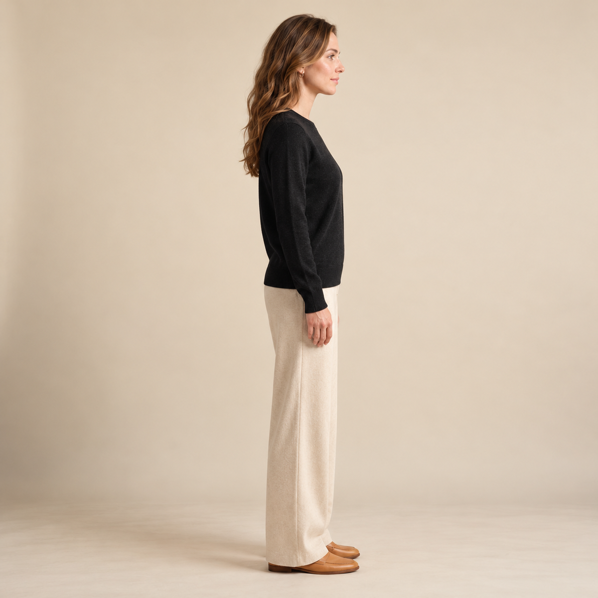 Jersey de Cuello Redondo de Cashmere Puro para Mujer