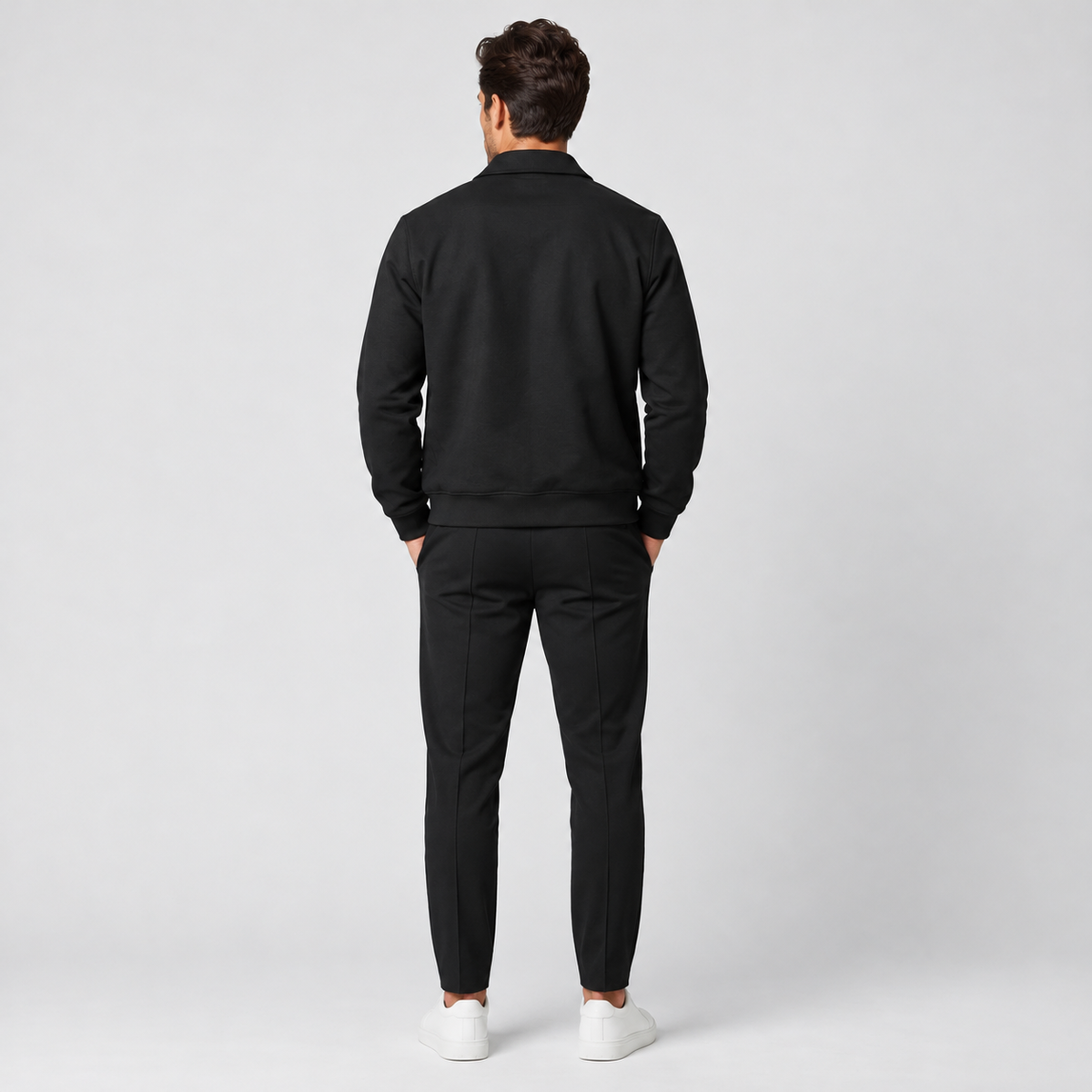 Men's Slim Fit Cotton Jacket and Pants Set - Two-Piece Casual Suit