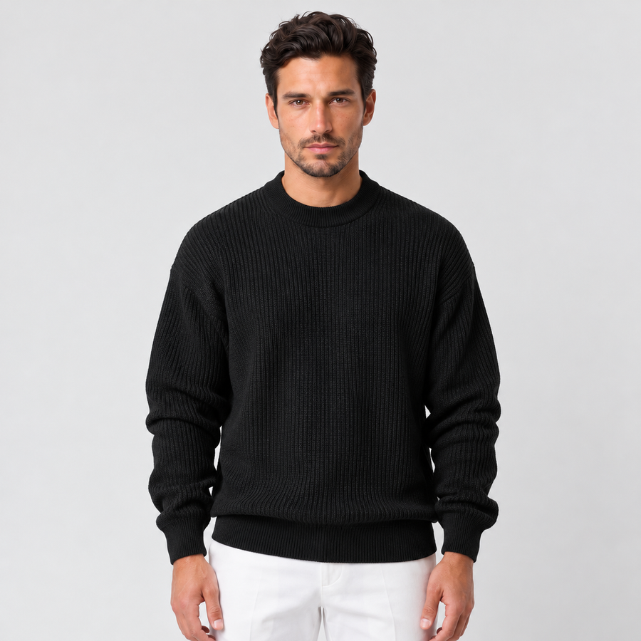 Men's Plush-Lined Winter Sweater - Warm Fleece-Lined Pullover