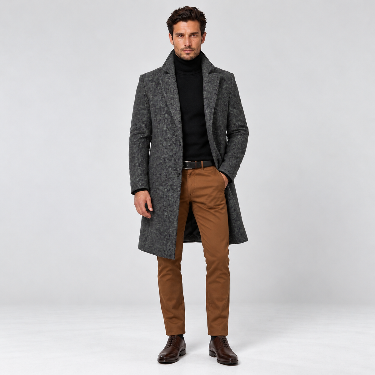Abrigo Hombre de Lana con Solapas Largas