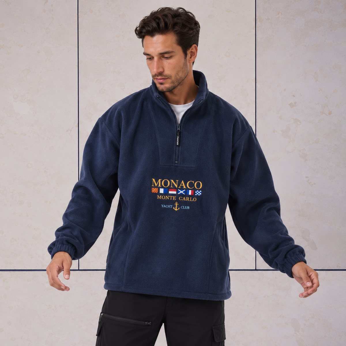Men's Fleece-Lined Half-Zip Sweater - Quarter-Zip Pullover
