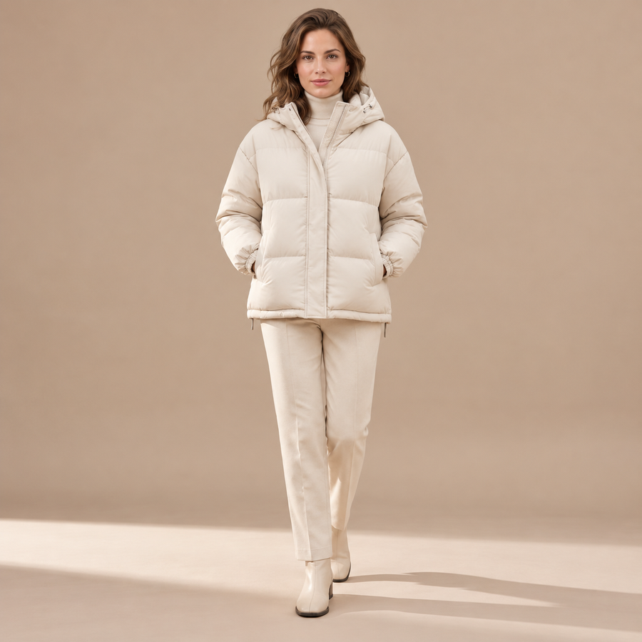 Women's Oversized Hooded Puffer Jacket - Loose Fit Quilted Coat