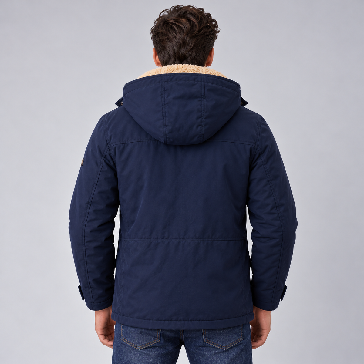 Chaqueta Hombre Impermeable con Capucha y Forro Polar