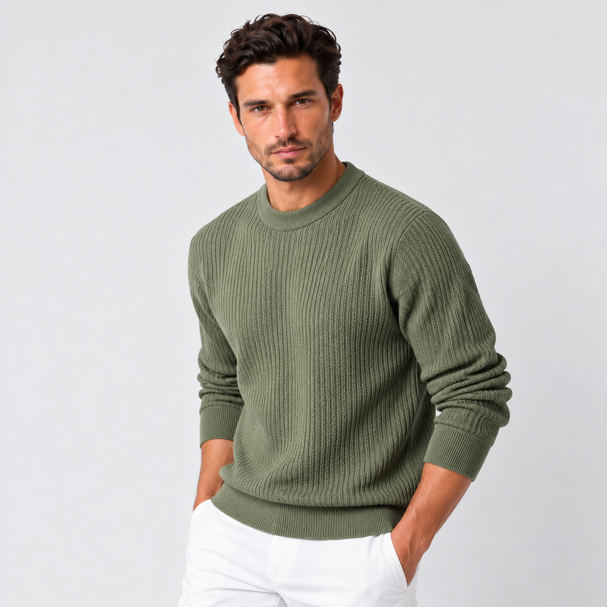 Men's Plush-Lined Winter Sweater - Warm Fleece-Lined Pullover